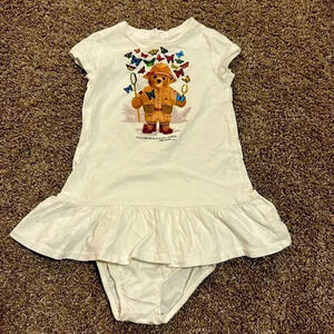 Ralph Lauren short sleeve baby dress with a bear and butterflies